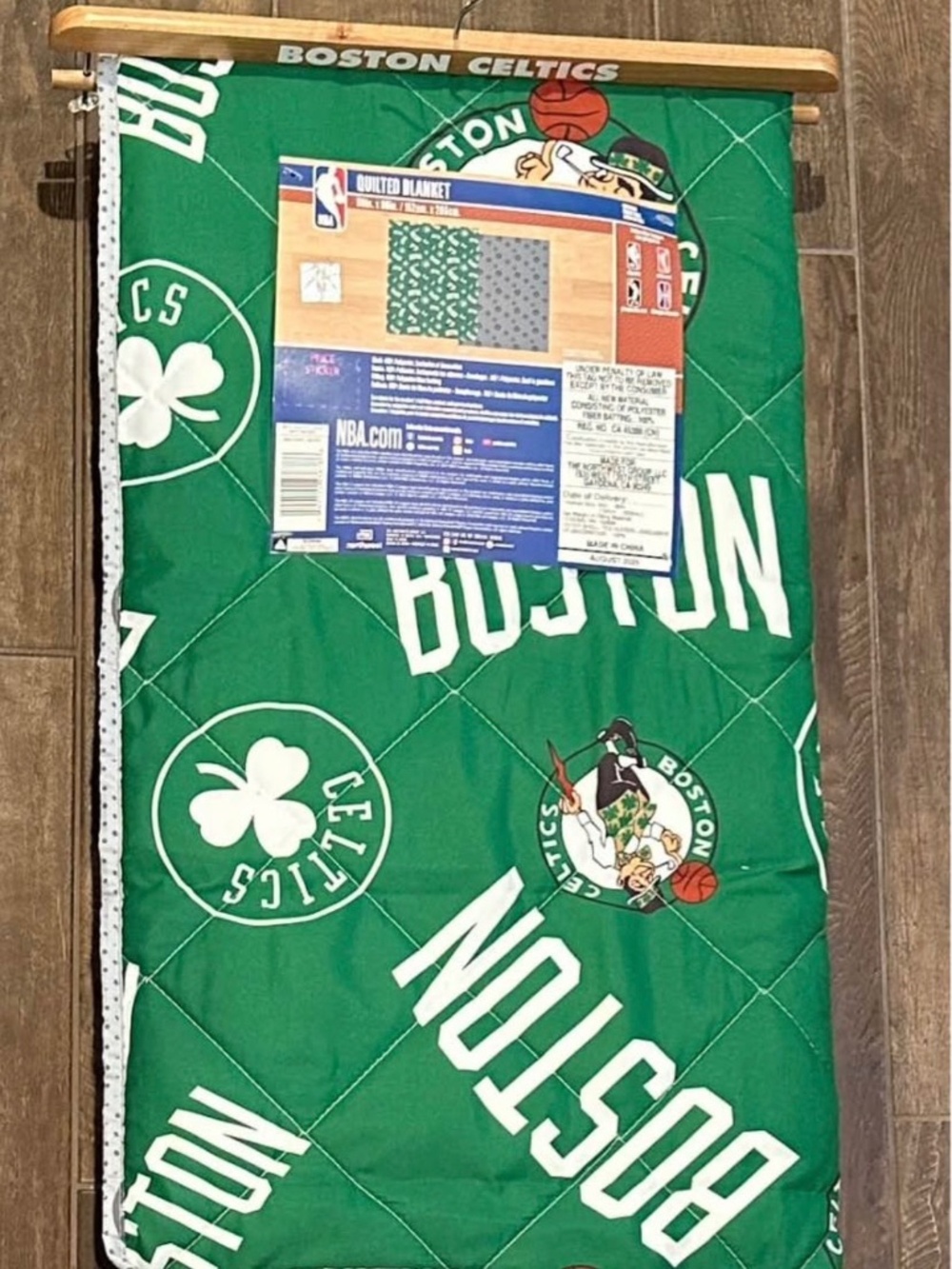 NBA BOSTON CELTICS BASKETBALL QUILTED BLANKET 60" X 80" NEW!!